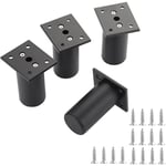 Set med 4 justerbara möbelben 8 cm svart metallbyte