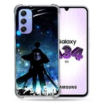 Cokitec Coque Renforcée en Verre Trempé pour Samsung Galaxy A34 5G Manga Attaque Titans Levi