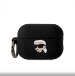 Karl Lagerfeld 3D Logo NFT Karl Head Silikonfodral för AirPods Pro 2 Svart