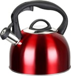 Caravan Camping Whistling Kettle 2.5L Stainless Steel Red or Blue Trigger Spout