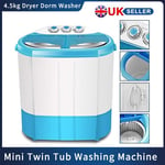 4.5kg Portable Mini Twin Tub Washing Machine  Compact Dryer Laundry Washer Dorm