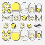 Nagelstickers smiley – 20 nagelklistermärken med smileys, text & små minipärlor