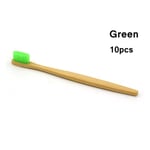 1/5/10pcs Bamboo Toothbrush Wood Handle Oral Care Green 10pcs