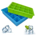 Ice Cube Tray, Ice Cube Trays Silicone, Ice Trays, 2 Pack Easy Release Flexible Large Ice Cube Moulds, Dish Washer Safe BPA Free, Best for Freezer Baby Food Water Whiskey Cocktail and Other Drink