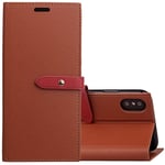 Ruthlessliu Good For iPhone X/XS Business Style PU + TPU Horizontal Flip Leather Case with Holder & Card Slots & Wallet (Black) (Color : Brown)