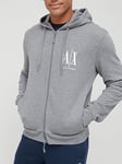 Armani Exchange Icon Logo Zip Through Hoodie - Grey, Grey, Size 2Xl, Men