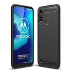 Motorola G8 Power Lite - Gummi cover i Børstet Design - Sort