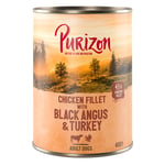 5 + 1 på köpet! Purizon Adult,  Organic, Single Meat 6 x 400 / 800 g - Adult Black Angus & Turkey 6 x 400 g