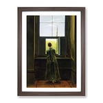 Friedrich Caspar David Woman At A Window Classic Painting Framed Wall Art Print, Ready to Hang Picture for Living Room Bedroom Home Office Décor, Walnut A2 (64 x 46 cm)