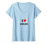 Womens First name « I Heart Chloe I Love Chloe » V-Neck T-Shirt