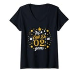 Womens We Still Do 2 Years Of Marriage Funny Couple 2nd Anniversary V-Neck T-Shirt