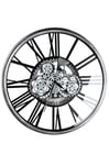 Casablanca Horloge Murale Ronde XXL – Grande Horloge à Suspendre en métal et Verre – Couleur : argenté – avec Mouvement Visible Engrenages – pour 4 Piles AA (Non incluses) – Ø 80 cm