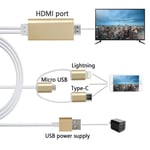 3 en 1 Lightning/Micro USB/Type-C to HDTV HDMI Adaptateur TV USB Câble iPhone 8 / 8 Plus / 7 / 7 Plus / 6s et Samsung Galaxy S8  S8+