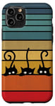 Coque pour iPhone 11 Pro Chat noir – Cadeau rétro vintage arc-en-ciel