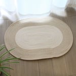 Oval matta i bomull för vardagsrum / sovrum 70x40 cm - Vit/Ljus Khaki