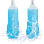 J.CARP 2Pcs 500ml Soft Flask Running Water Bottles, TPU Foldable Running Flask