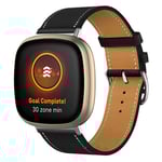 Äkta Läderarmband Fitbit Versa 4/Sense 2 Svart