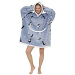Överdimensionerad filttröja - Sherpa fleece bärbar filt för unisex vuxna kvinnor män, fluffig jättebekväm huvtröja puppy