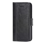 Mipcase Retro-printed Texture Leather Phone Cover, Stitching Holster Wallet Card Holder Kickstand [3-in-1], 360 Drop-proof Dust-proof Scratch-proof Case for iPhone 5/5S (Black)