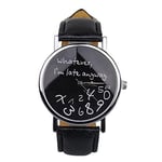 WangsCanis® “Whatever, I'm Late Anyway” Women's Fashion Analog Digital Quartz Birthday Gift Faux Leather Wristwatch Black 2