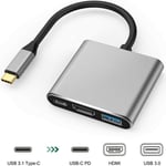 Usb 3.1 Type C To Usb-c 4k Hdmi Usb 3.0 Hub Adapter Cable For Apple Macbook Uk