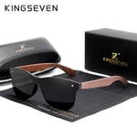 KINGSEVEN Handgjorda Solglasögon för Män Polariserad Valnöt Träögonbryn Kvinnor Spegel Vintage Oculos de sol masculino UV400 black walnut wood With Leather Case