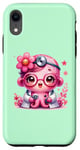 Coque pour iPhone XR Fond vert avec mignon pieuvre Docteur en rose