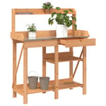 vidaXL Planteringsbord med hyllor brun massivt granträ 368432