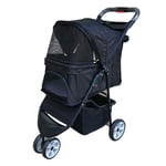 CHUTD Chariot pour Chien Poussette à Trois Roues pour Animaux de Compagnie Commode Pliant léger Voiture Respirante pour Animaux de Compagnie (Couleur: Bleu foncé)