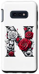 Galaxy S10e Red Rose Roses Flower Floral Design Monogram Letter N Case