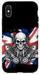 Coque pour iPhone X/XS Crâne de moto patriotique britannique