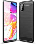 BNBUKLTD® Compatible for Samsung Galaxy A51 Case Carbon Fibre Gel Cover Ultra Slim Shockproof