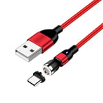 2m Fast Charging Magnetic USB C Cable Support 360º + 180º Rotation Type C 3A Charger Cord Phone Data Sync Cable Compatible with Samsung S10 S9 Note 9 8, LG V30 V20, Huawei P30/P20 and More (Red)