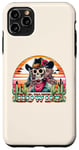 Coque pour iPhone 11 Pro Max Rétro Cowgirl Western Rodéo Howdy Squelette Coucher de Soleil Désert