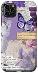 Coque pour iPhone 11 Pro Max Papillon violet lavande et livre pour fille romantique