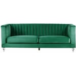Canapé Fixe 3 Places en Velours Vert Foncé Ultra Confortable pour Salon au Style Glamour Beliani