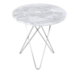 OX Denmarq Tall mini O sivupöytä Ø50 K50, ruostumattomilla teräsjaloilla valkoinen marmori