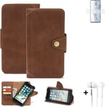 Protection case for Nokia G60 5G Wallet Case + earphones Cover Brown Bookstyle