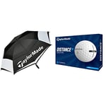 TaylorMade Tour Preferred 64 inch Double Canopy Golf Umbrella, Black, One Size & Distance+ Golf Balls 2021, White