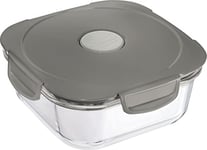 Maped Picnik - Boîte à Déjeuner en Verre avec Couvercle Etanche - Boite Alimentaire Compatible Micro-Ondes, Four et Lave-Vaisselle - 1,2L - Gris