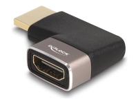 Delock - Hög hastighet - HDMI-adapter med Ethernet - HDMI hane till HDMI hona högervinklad - svart/grå - 8K60 Hz (7680 x 4320) stöd