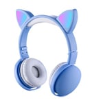 Générique Casque oreille de chat oreillette rechargeable LED écouteurs réglables pliables Noir