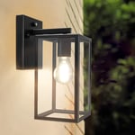 Depuley Auto-Sensing Garden Wall Light with Studry Glass, Classic Black Outdoor Wall Light with E27 Bulb Base,Outside Wall Lamps for Doorway, Street, Balcony (Bulb is Not Including)