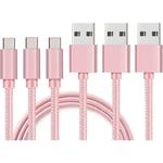 Cable USB-C pour Oppo Find X2 Lite / Find X2 Neo / Find X2 Pro - Nylon Tressé Rose 1 Mètre [LOT 3] Phonillico®