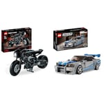 LEGO Technic THE BATMAN – BATCYCLE Set, Collectible Toy Motorbike, Scale Model & Speed Champions 2 Fast 2 Furious Nissan Skyline GT-R (R34) Race Car Toy Model Building Kit
