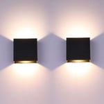 IC 2-pack LED-vägglampa för inomhus, upp och ner, svart W