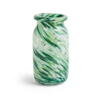 HAY Splash Roll Neck vase S 20,5 cm Green swirl