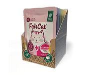 Green Petfood FairCat Beauty (8 x 85 g) Nourriture Humide pour Chat sans céréales avec Poulet et Saumon de Mauvaise Posture - Nourriture pour Chat avec Huile de Chanvre pour Un Beau Pelage - Lot de 8