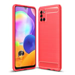 Samsung Galaxy A31 - Gummi cover i Børstet Design - Rød