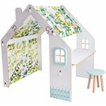 Habitat Et Jardin - Maisonnette pour enfant en bois Bianelli avec bureau - 114 x 93 x 120 cm - Blanc / Menthe